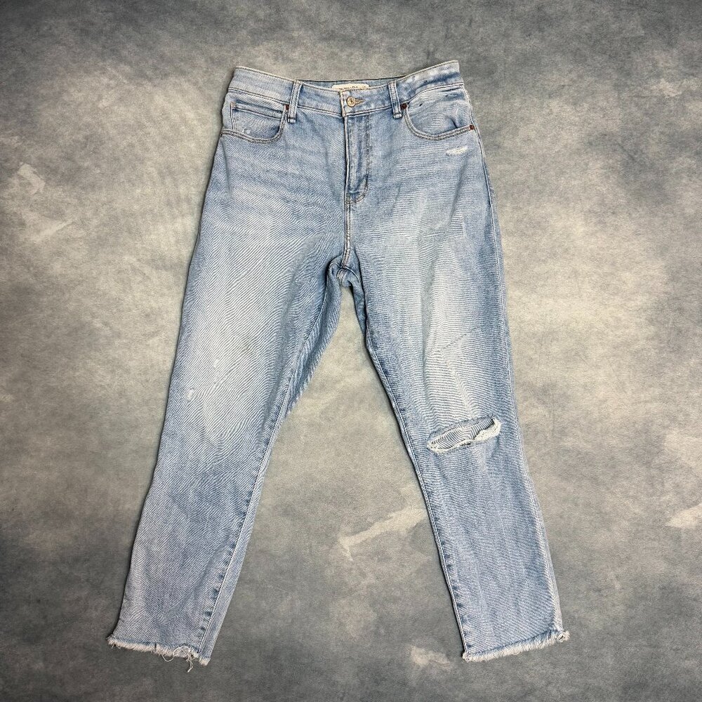 Abercrombie & Fitch Womens Curve Love High Rise Size 28/6s Blue Distressed